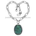 Tibetan Turquoise Gemstone 925 Sterling Silver Necklace Jewelry